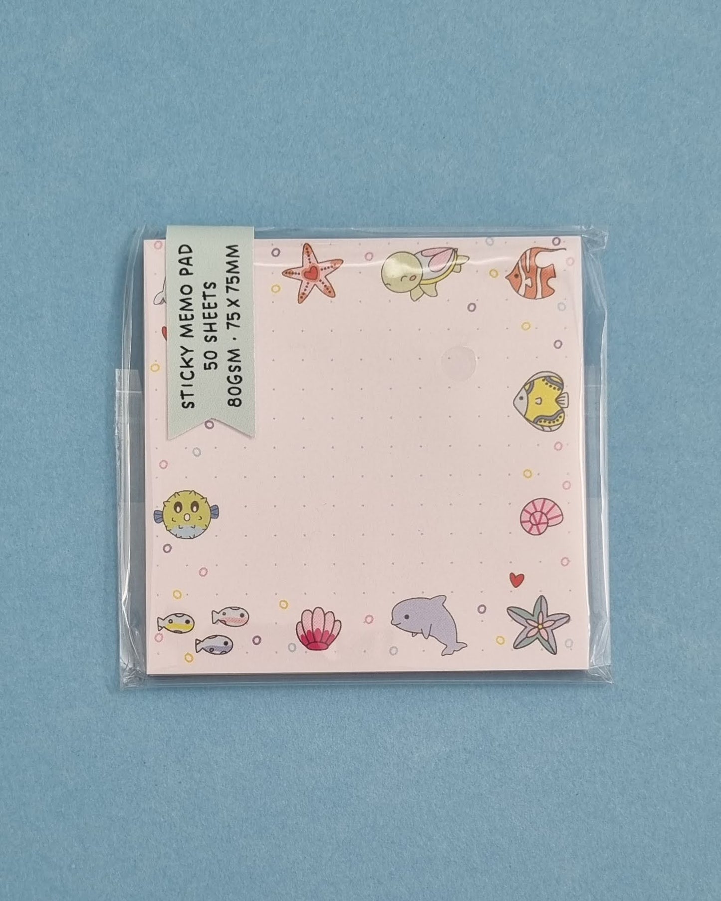 Under the Sea Dotted Sticky Memo Pad - Swallow Wind Art