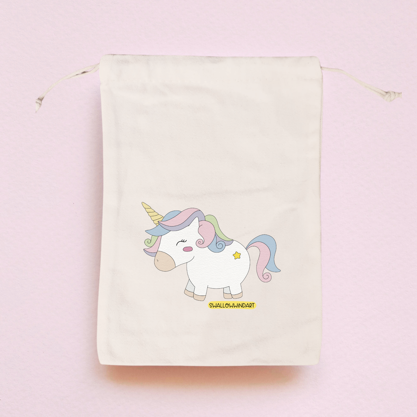 Unicorn Drawstring Bag - Swallow Wind Art