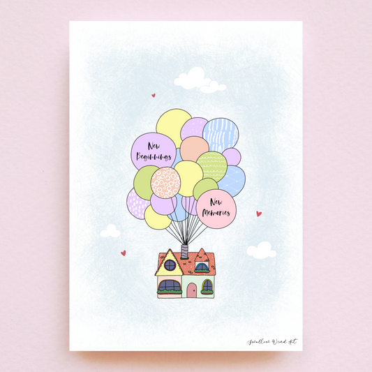 Balloon Home - Personalised Art Print - Swallow Wind Art