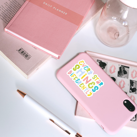 Motivational Quote Vinyl Sticker - Every Star Shines Differently - Swallow Wind Art