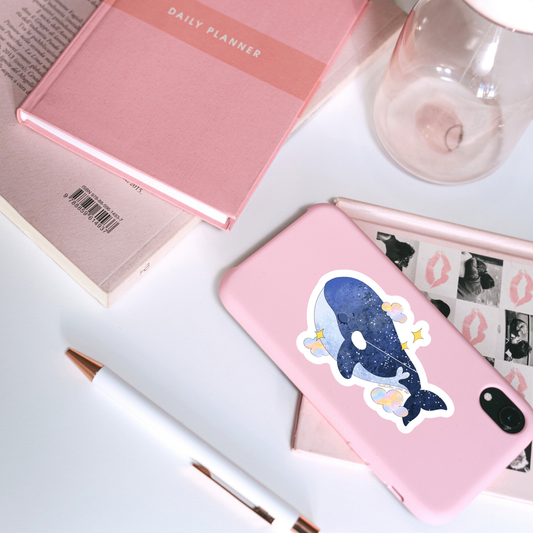 Dreamy Orca Whimsical Vinyl Sticker - Swallow Wind Art