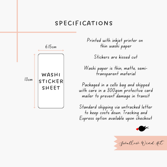 Mini Script Washi Sticker - Budget - Swallow Wind Art
