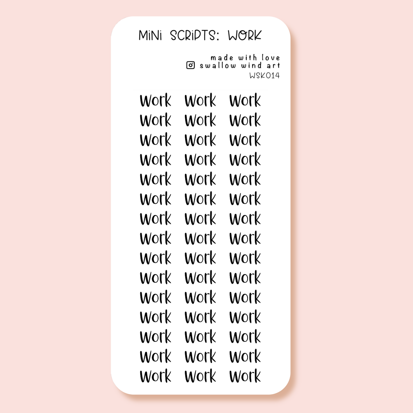 Mini Script Washi Sticker - Work