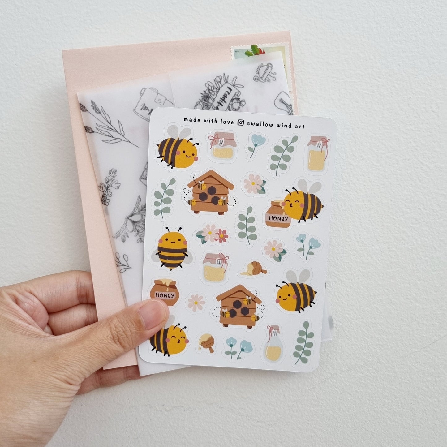 Honey Bee House Sticker Sheet - Swallow Wind Art