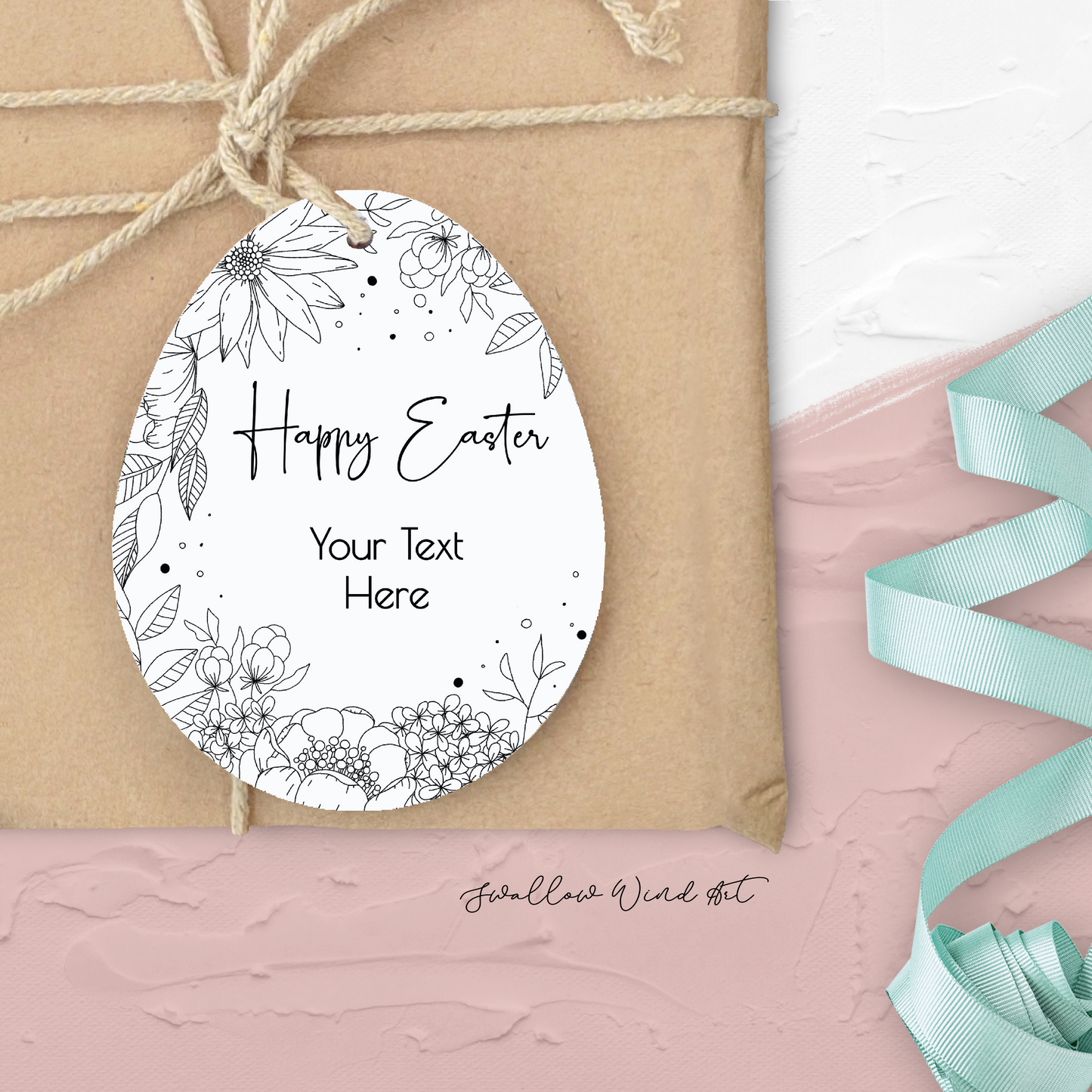 Personalised Easter Gift Tag - Floral Easter Egg Gift Tag