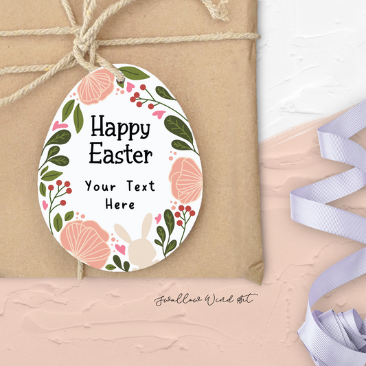 Personalised Easter Egg Gift Tags - Cute Floral Easter Gift Tag - Swallow Wind Art