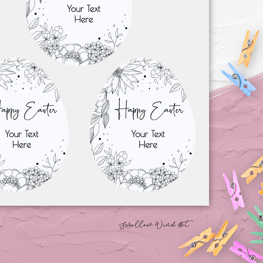 Personalised Gift Stickers - Floral Easter Egg Gift Sticker - Swallow Wind Art