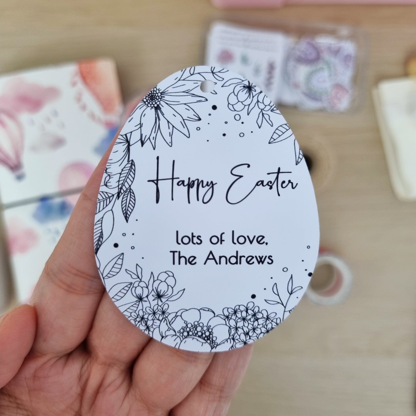 Personalised Easter Gift Tag - Floral Easter Egg Gift Tag