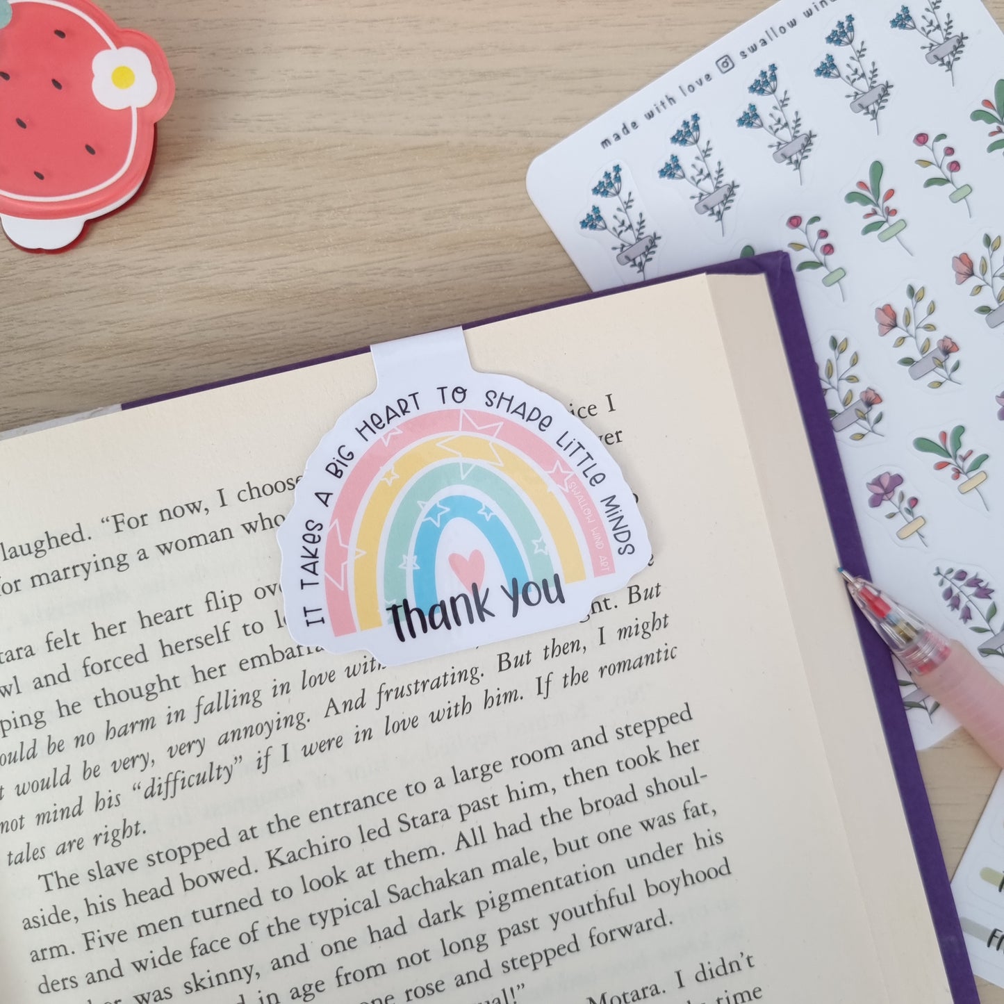 Magnetic Bookmark - Rainbow Thank You Teacher - Swallow Wind Art