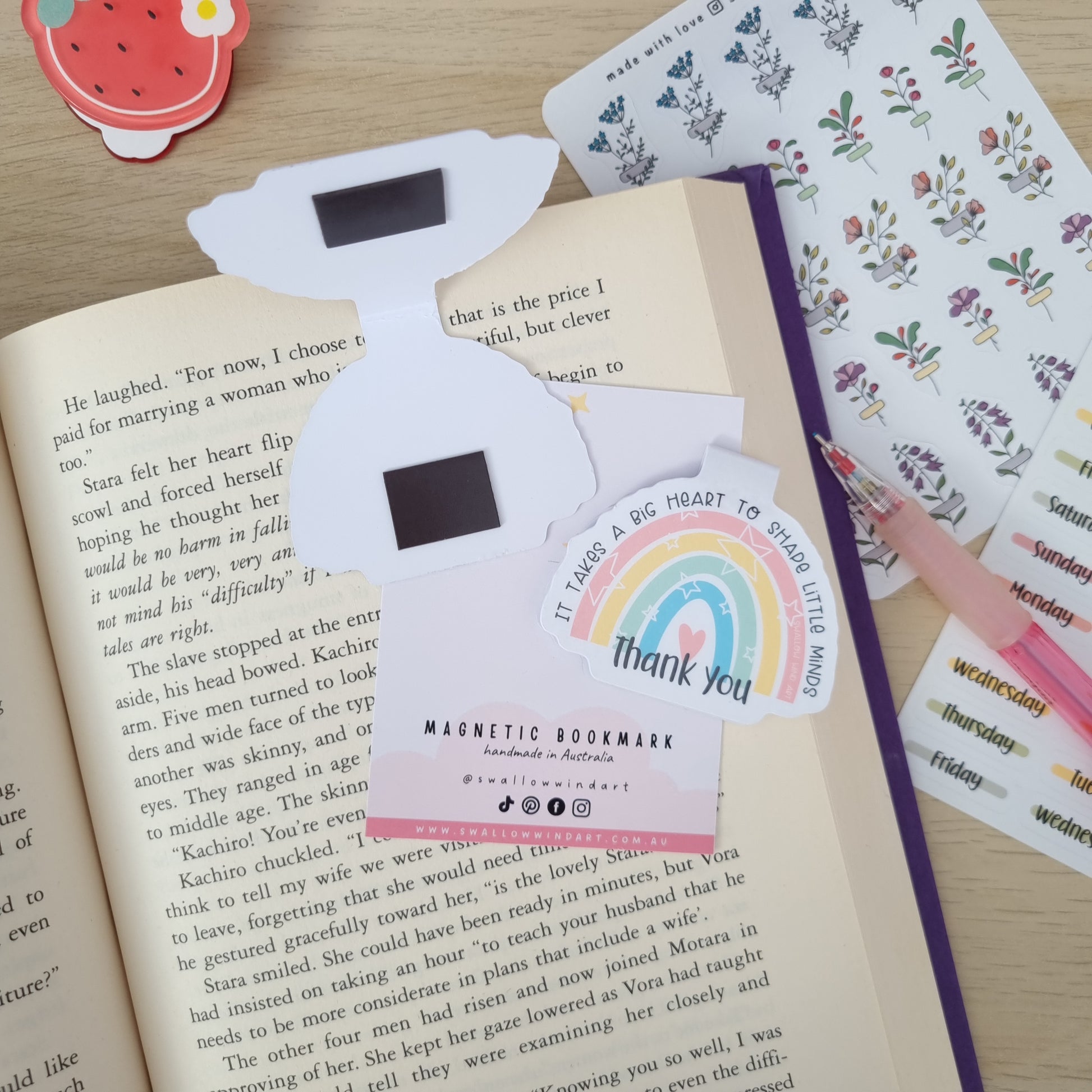 Magnetic Bookmark - Rainbow Thank You Teacher - Swallow Wind Art