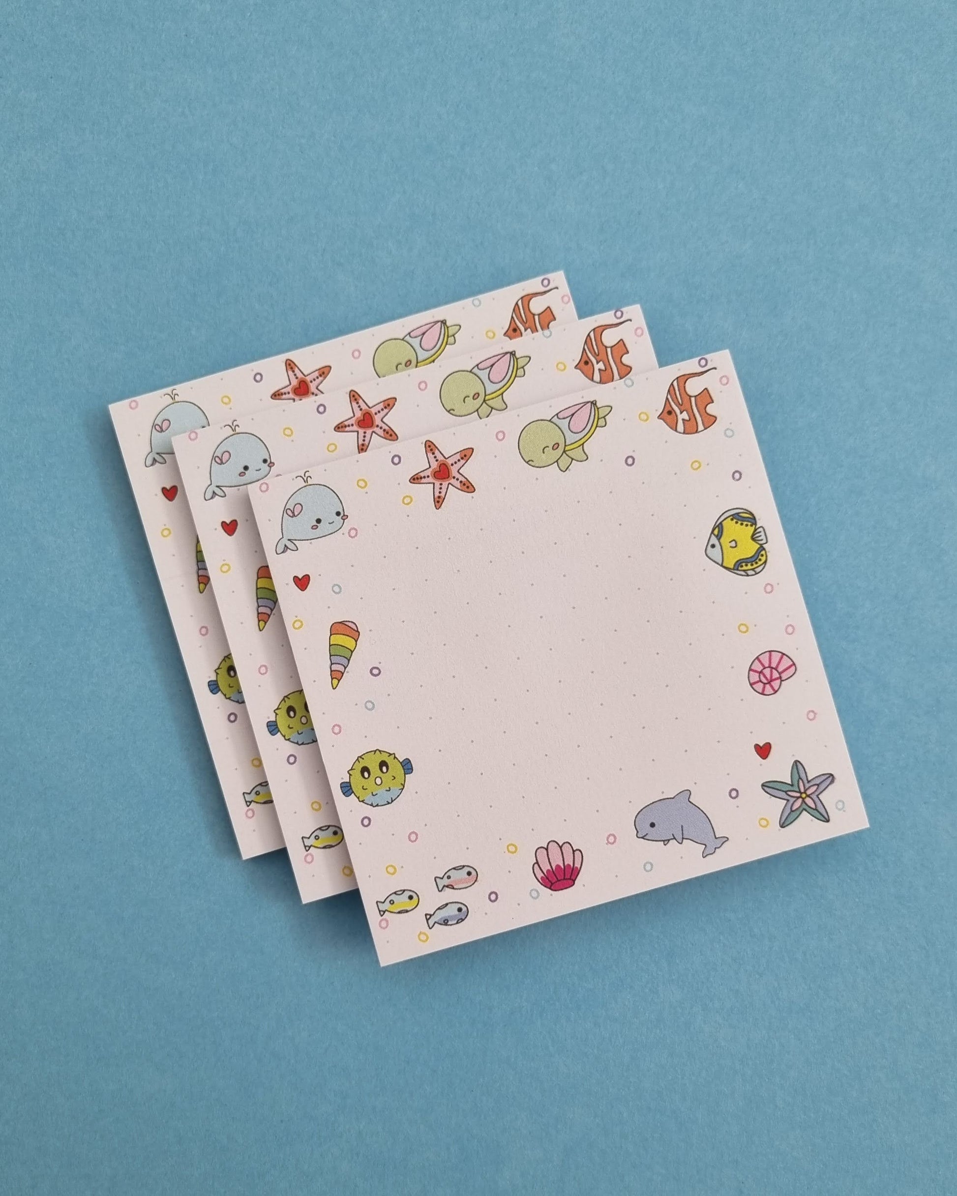 Under the Sea Dotted Sticky Memo Pad - Swallow Wind Art