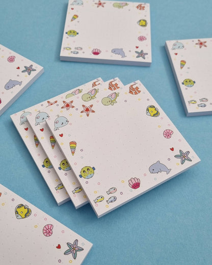 Under the Sea Dotted Sticky Memo Pad - Swallow Wind Art