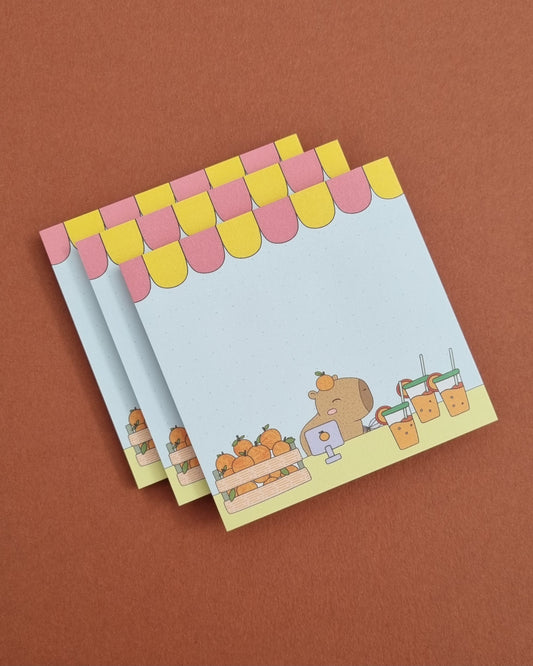 Capy Juice Stand Sticky Memo Pad - Swallow Wind Art