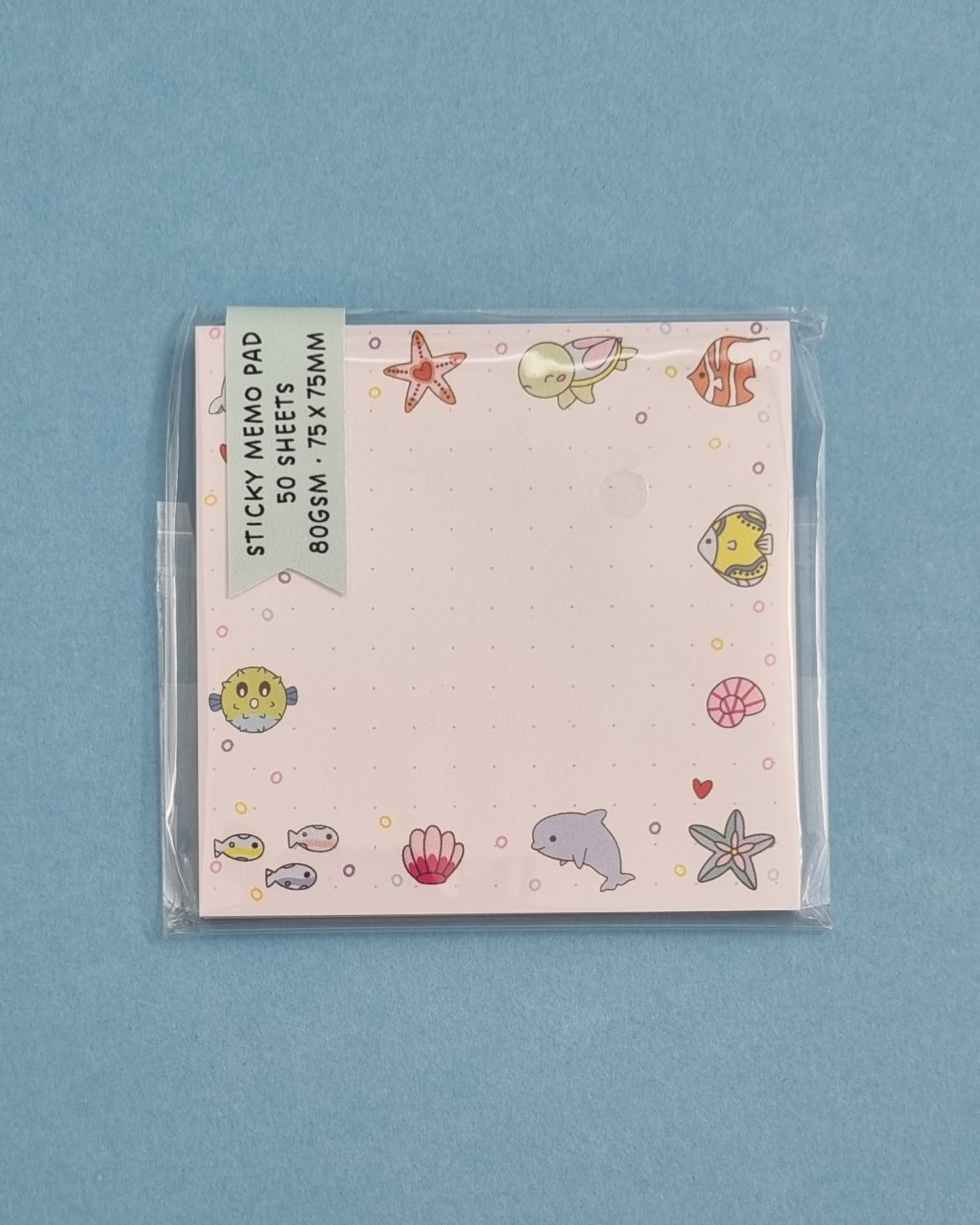 Under the Sea Dotted Sticky Memo Pad - Swallow Wind Art