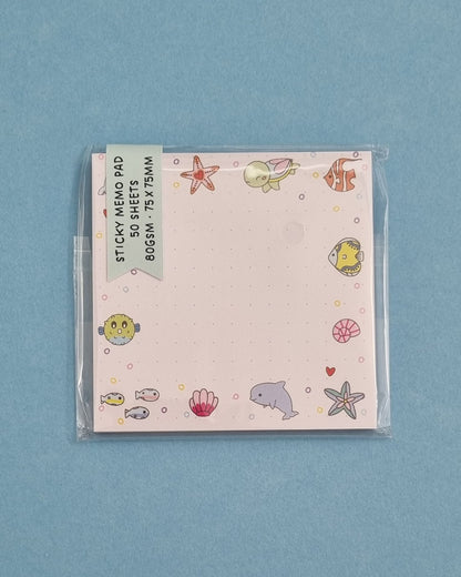Under the Sea Dotted Sticky Memo Pad - Swallow Wind Art