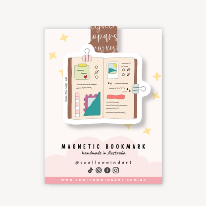 Magnetic Bookmark - Travel Journal Notebook - Swallow Wind Art
