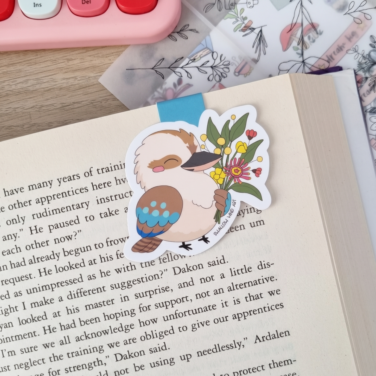Magnetic Bookmark - Kookaburra Blooms - Swallow Wind Art