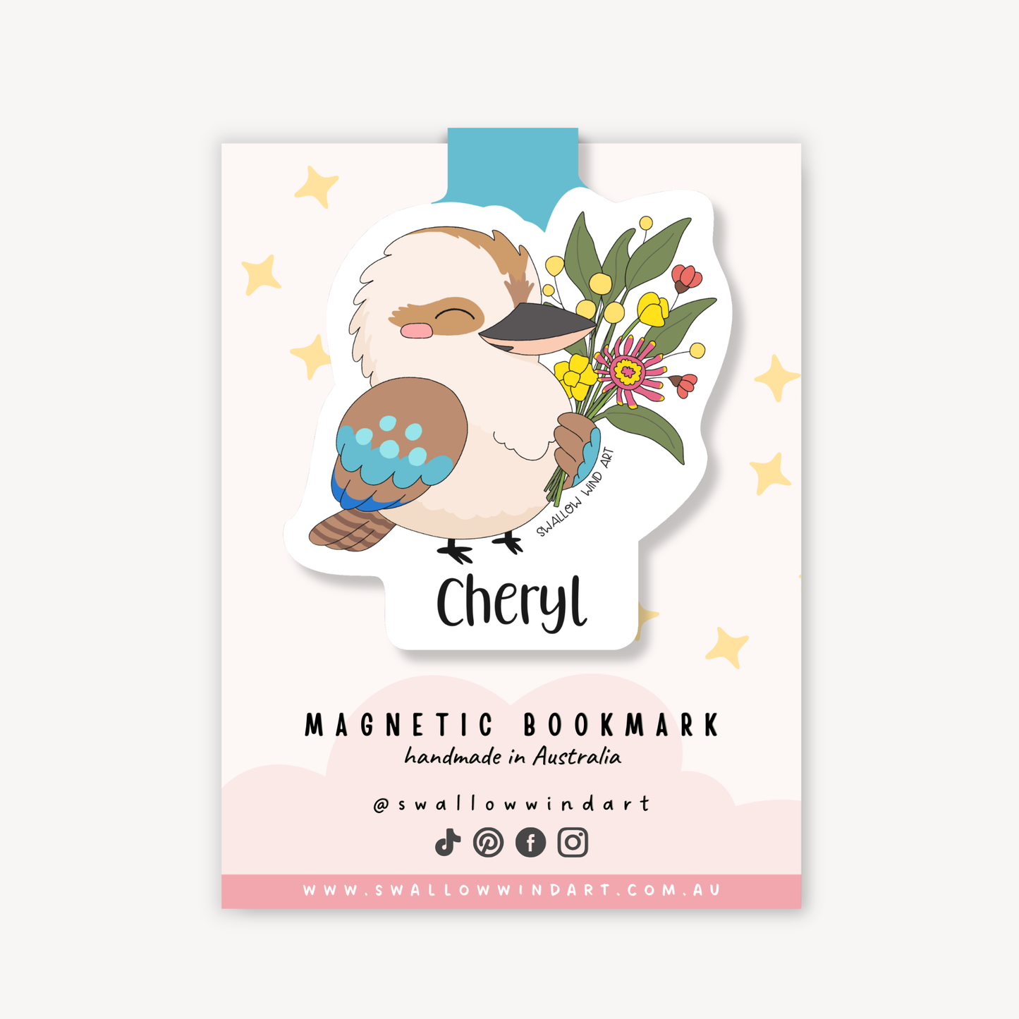 Magnetic Bookmark - Kookaburra Blooms - Swallow Wind Art