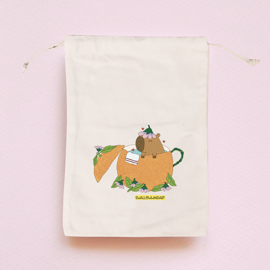 Capybara Chilling Drawstring Bag
