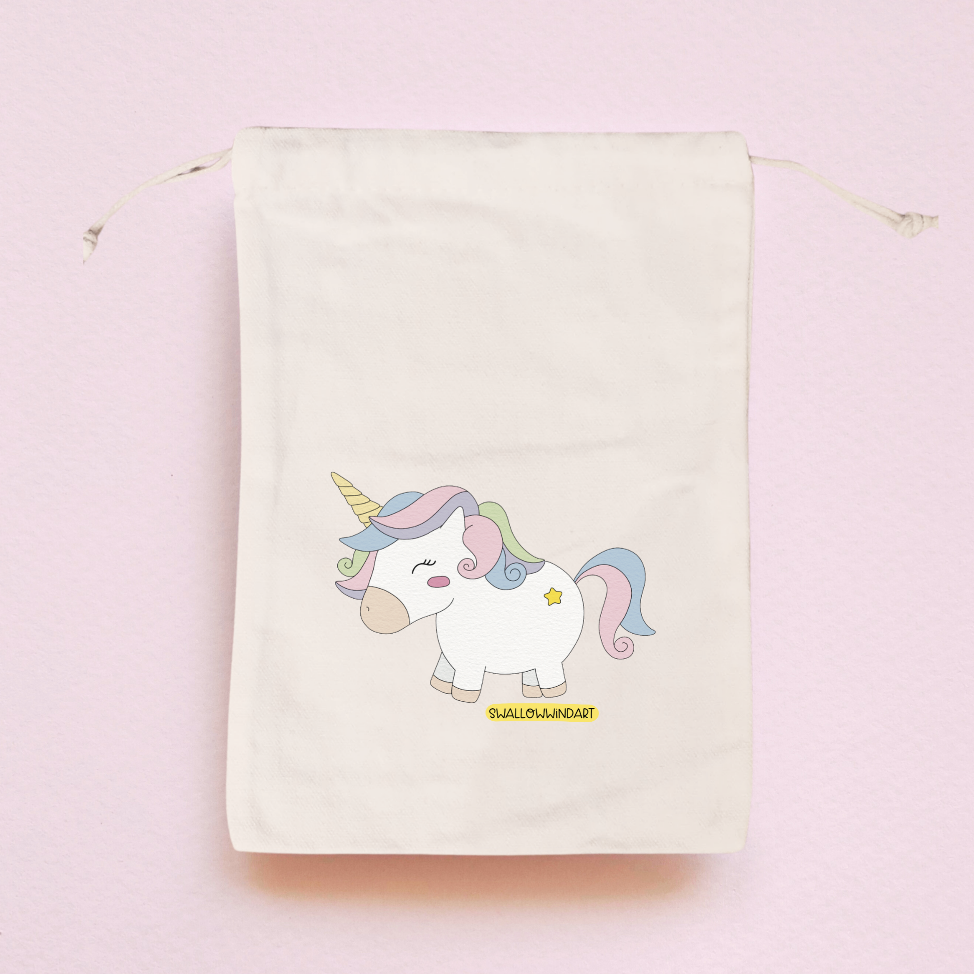Unicorn Drawstring Bag - Swallow Wind Art