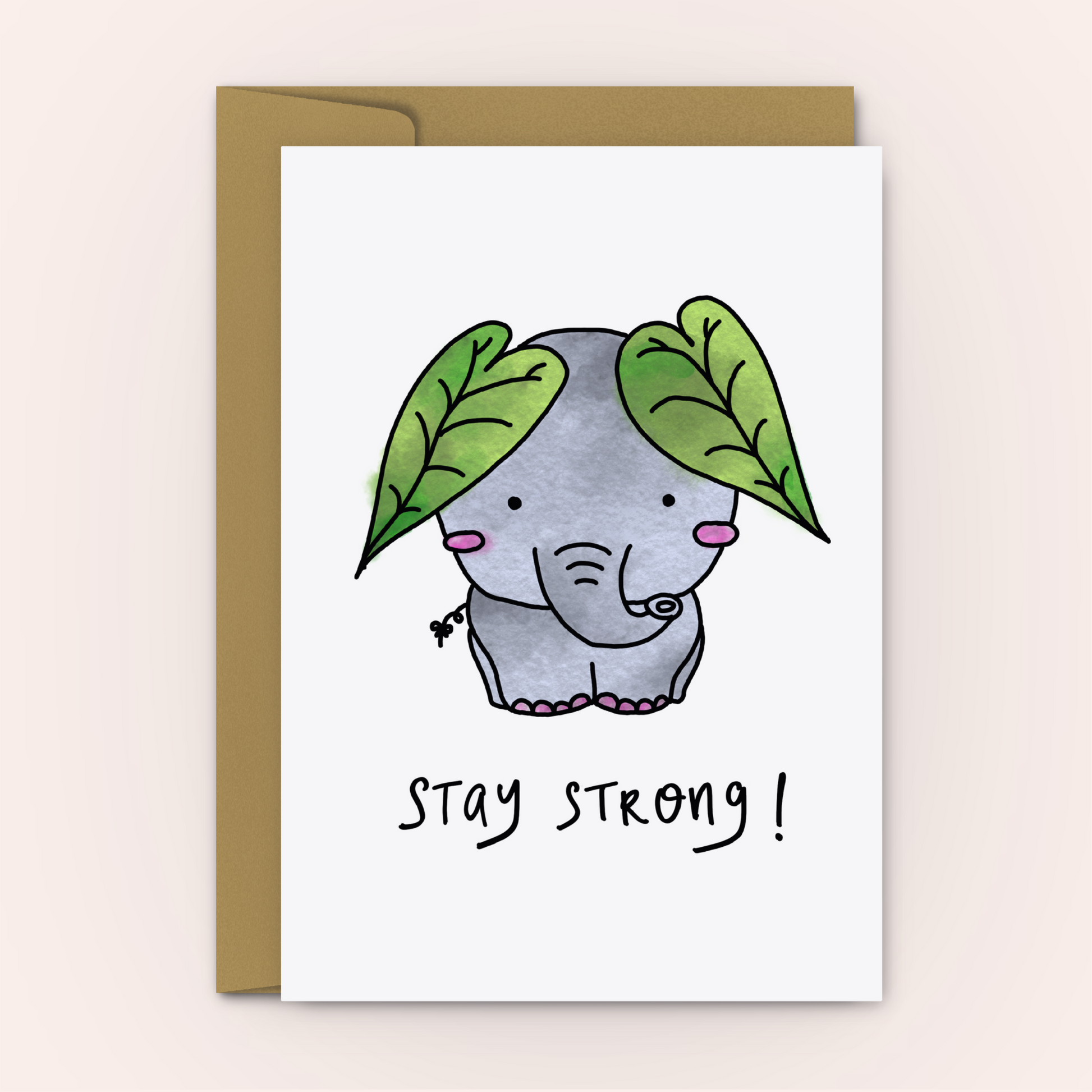 Stay Strong Encouragement Elephant - Personalised Greeting Card - Swallow Wind Art