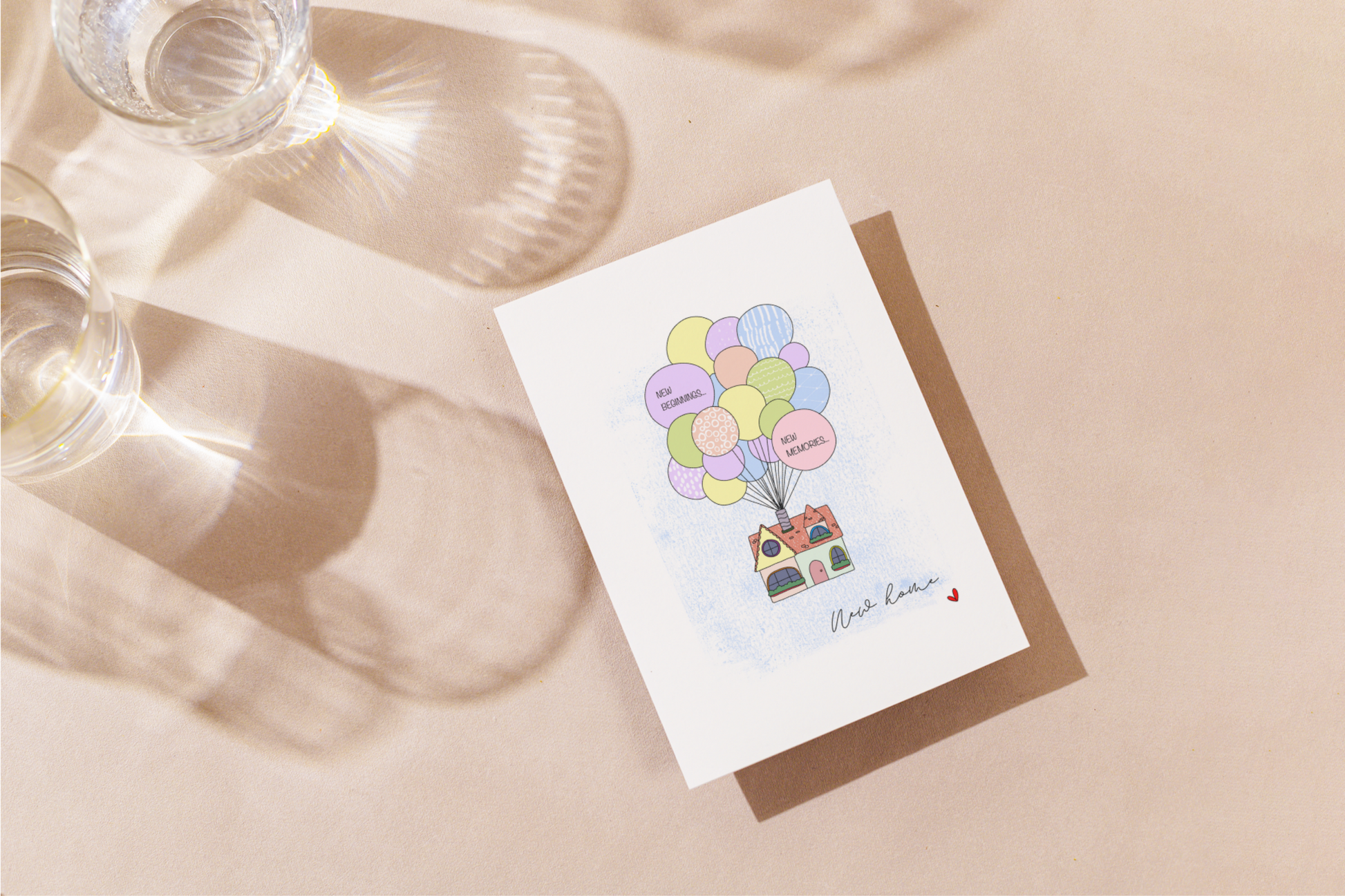 New Home New Beginning New Memories - Personalised Greeting Card - Swallow Wind Art