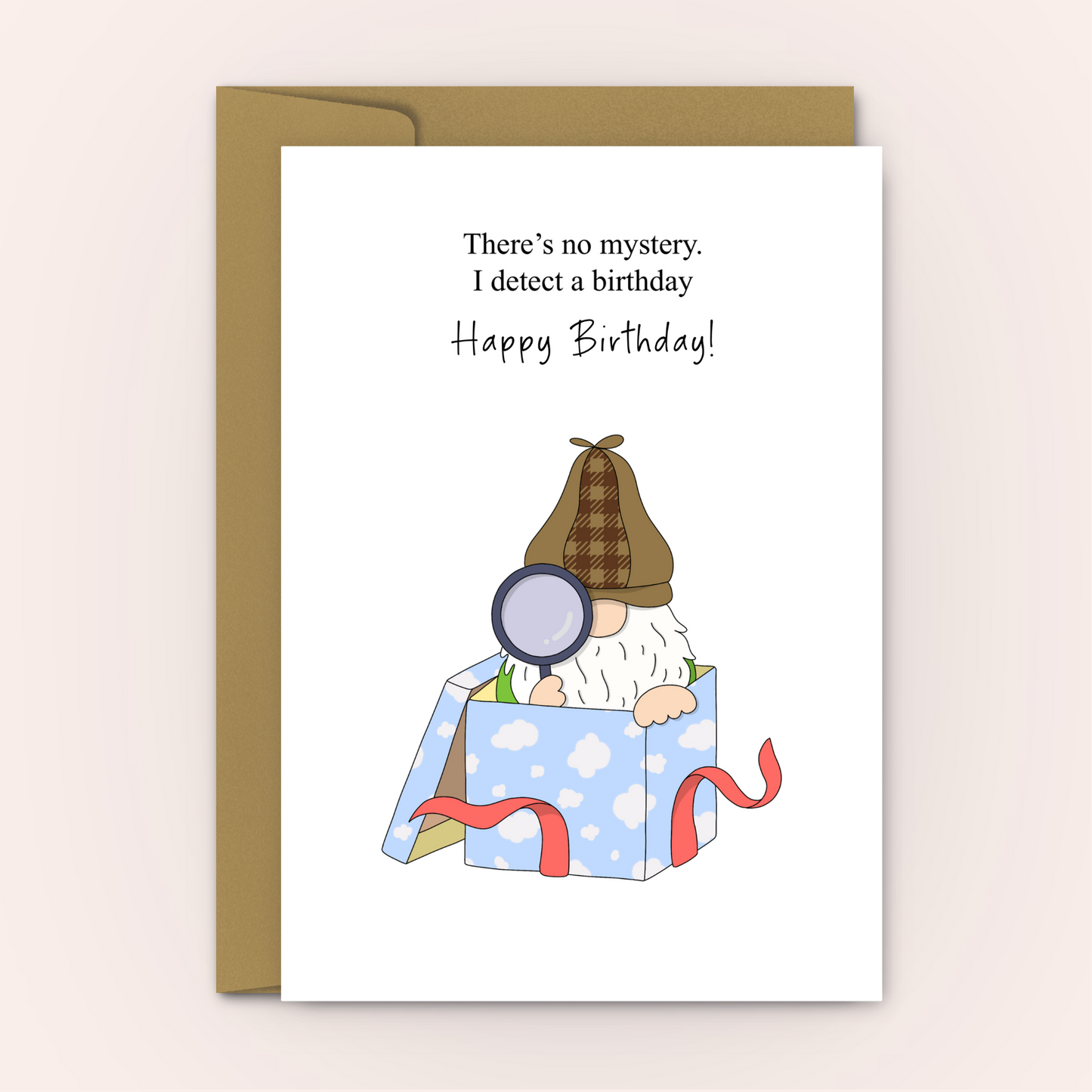 Detective Gnome Happy Birthday Card - Personalised Card