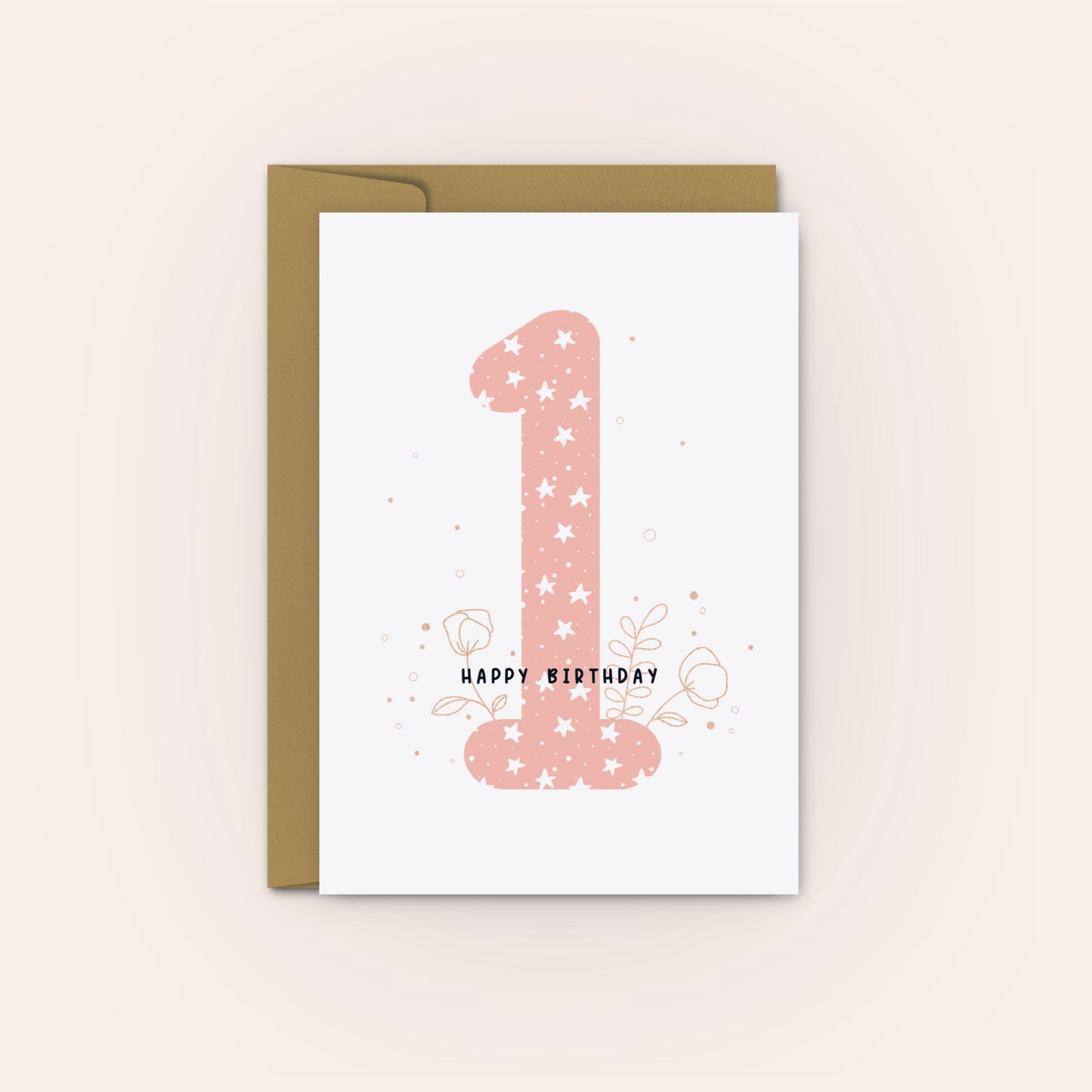 1st Birthday Card - Personalised Pink Hearts Birthday Card