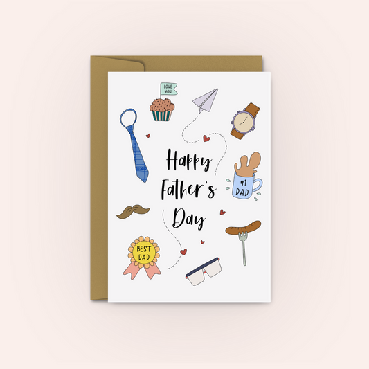 Father's Day Card | Simple Fathers Day Best Dad Greeting Card | Add Personalised Message - Swallow Wind Art