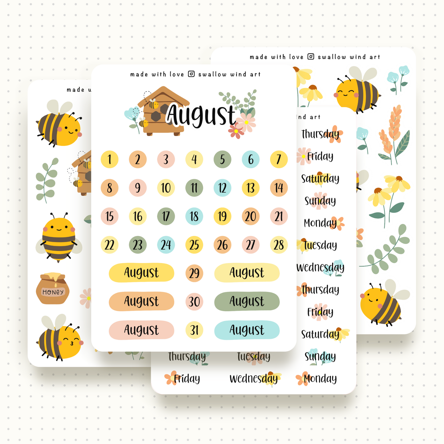 Monthly Journal Sticker Kit for Planner - Bee Stickers, Summer Sticker