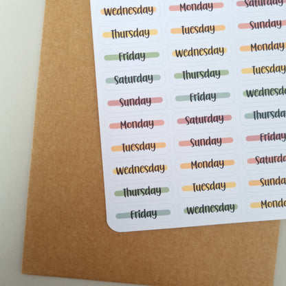 Day of the Week Stickers - Weekly Planner Stickers Sheets