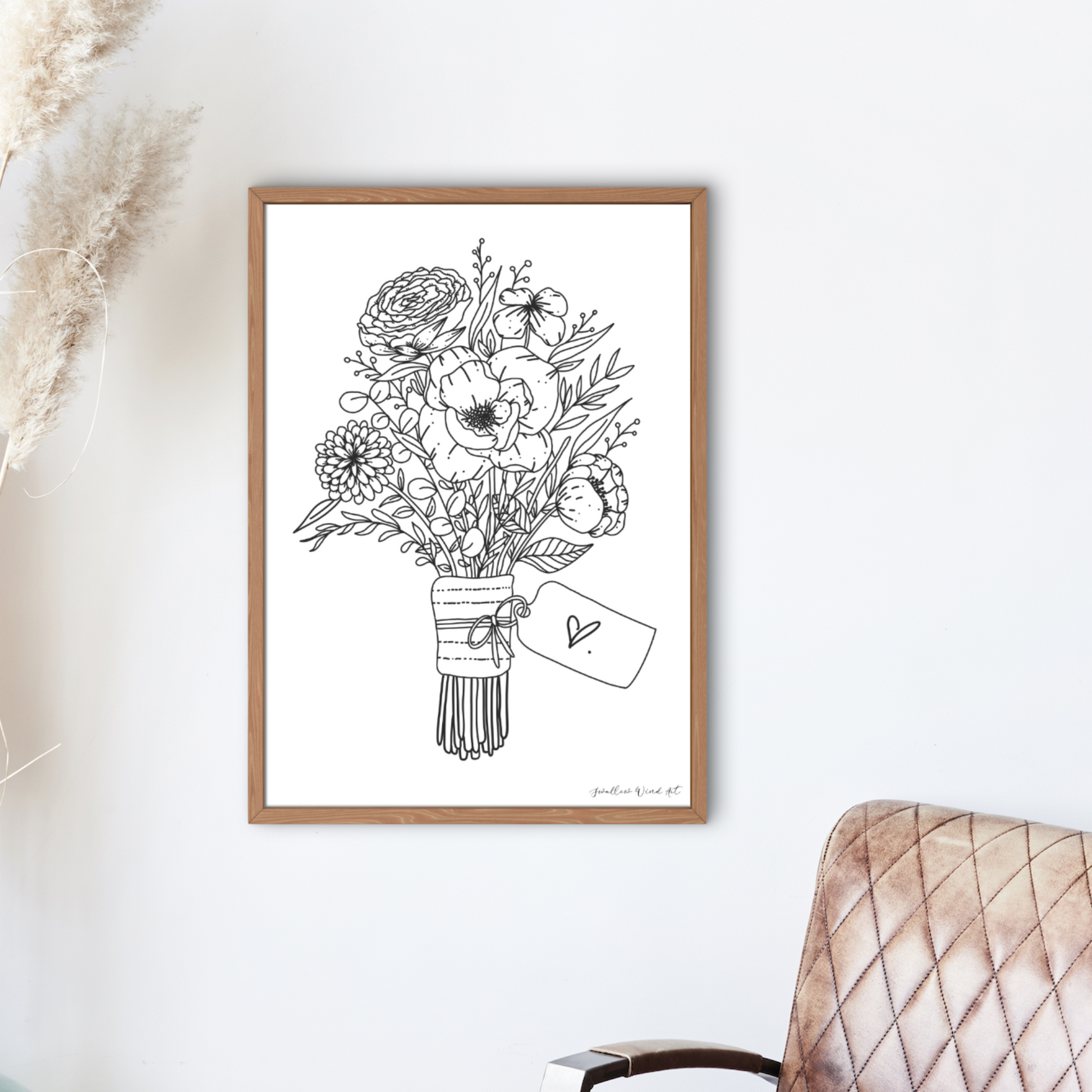 Floral Bouquet - Personalised Art Print - Swallow Wind Art