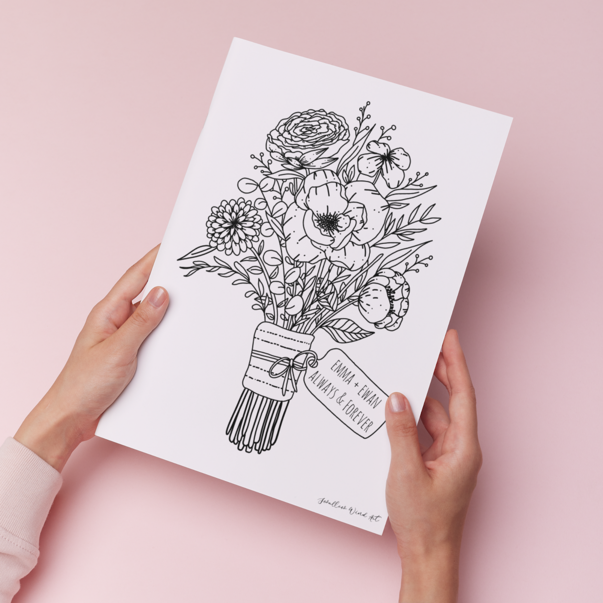 Floral Bouquet - Personalised Art Print - Swallow Wind Art