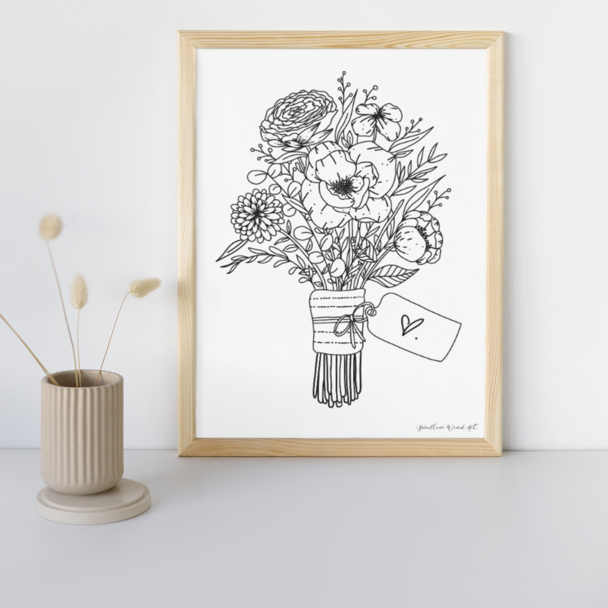 Floral Bouquet - Personalised Art Print - Swallow Wind Art