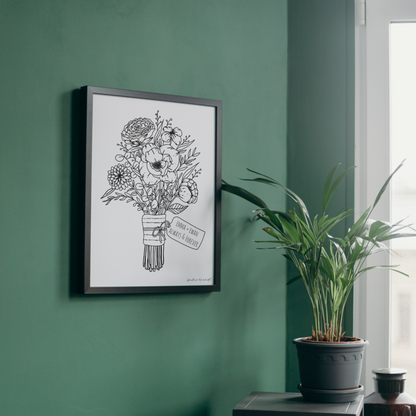 Floral Bouquet - Personalised Art Print - Swallow Wind Art