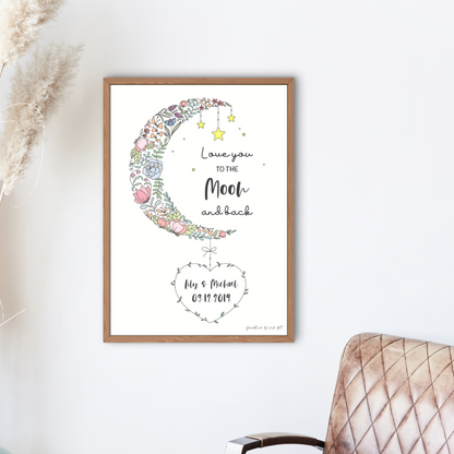Love You to the Moon and Back - Custom Art Print - Swallow Wind Art