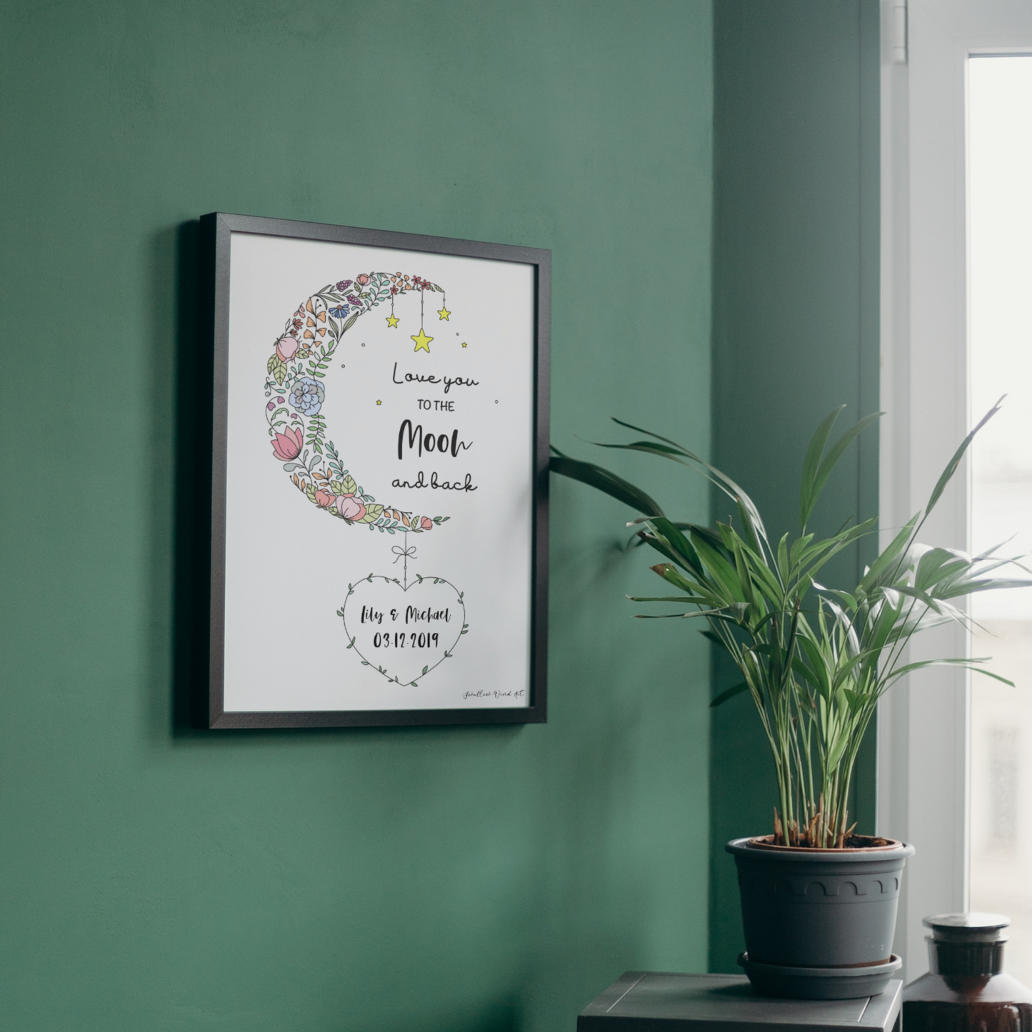 Love You to the Moon and Back - Custom Art Print - Swallow Wind Art