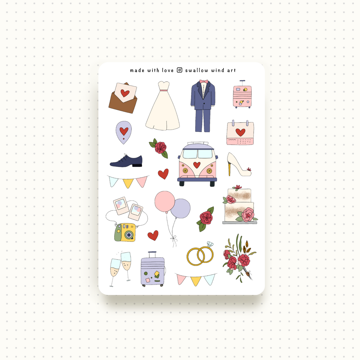 Weeding Process Sticker Wedding Sticker Sheet – Swallow Wind Art