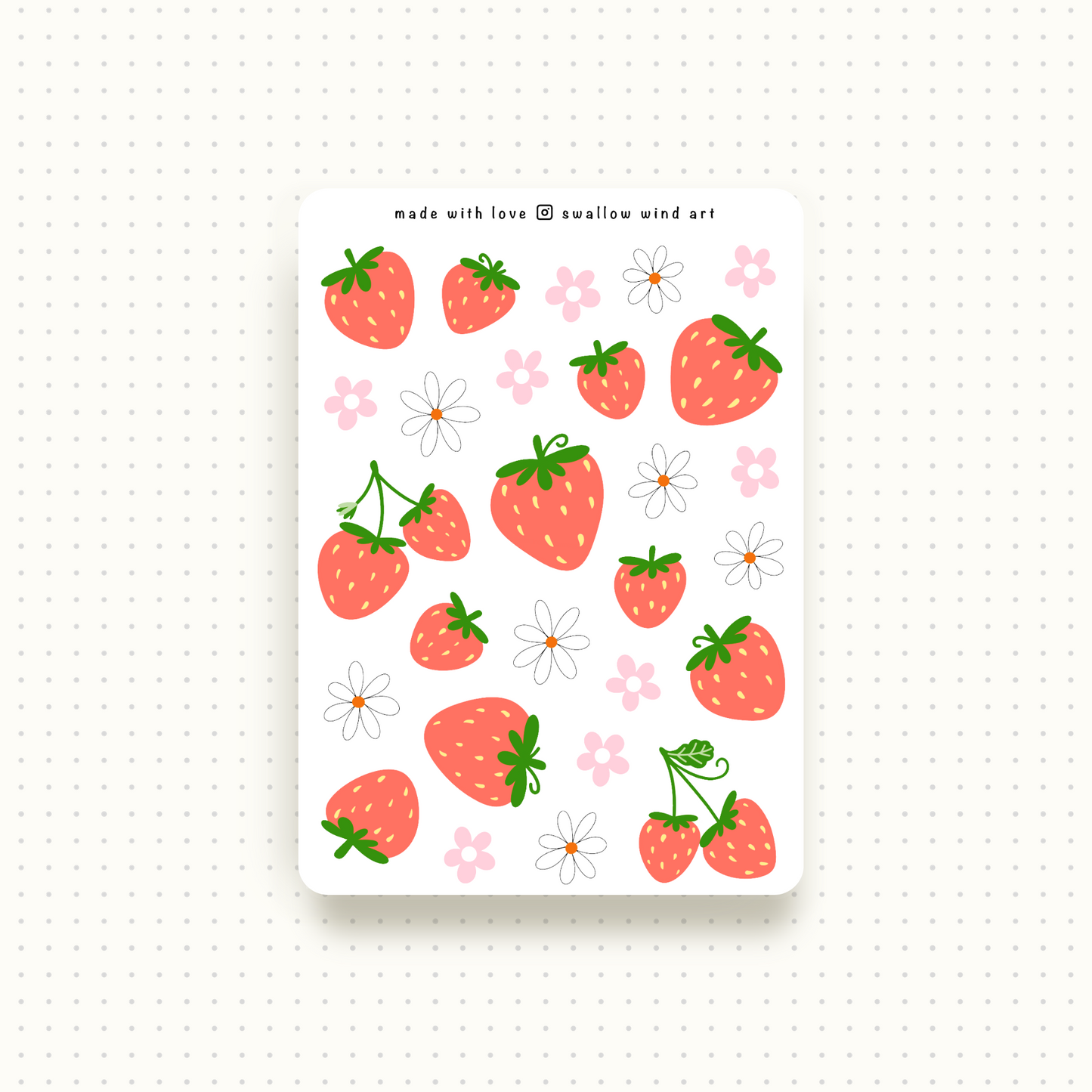 Strawberry and Flower Sticker Sheet