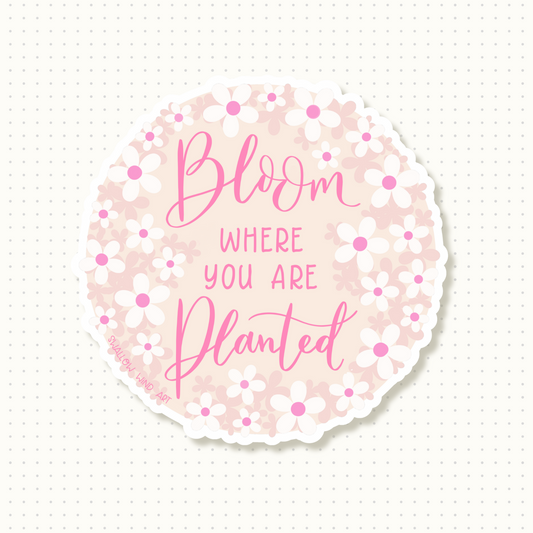 Motivational Quote Vinyl Sticker - Bloom Where You Are Planted