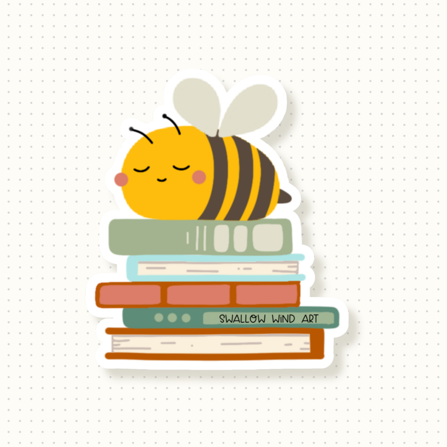 Cute Bee Sticker, Bees and Books Vinyl Sticker