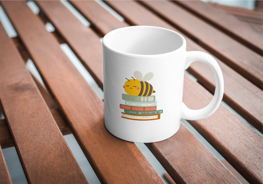 Cute Bee Sticker, Bees and Books Vinyl Sticker - Swallow Wind Art