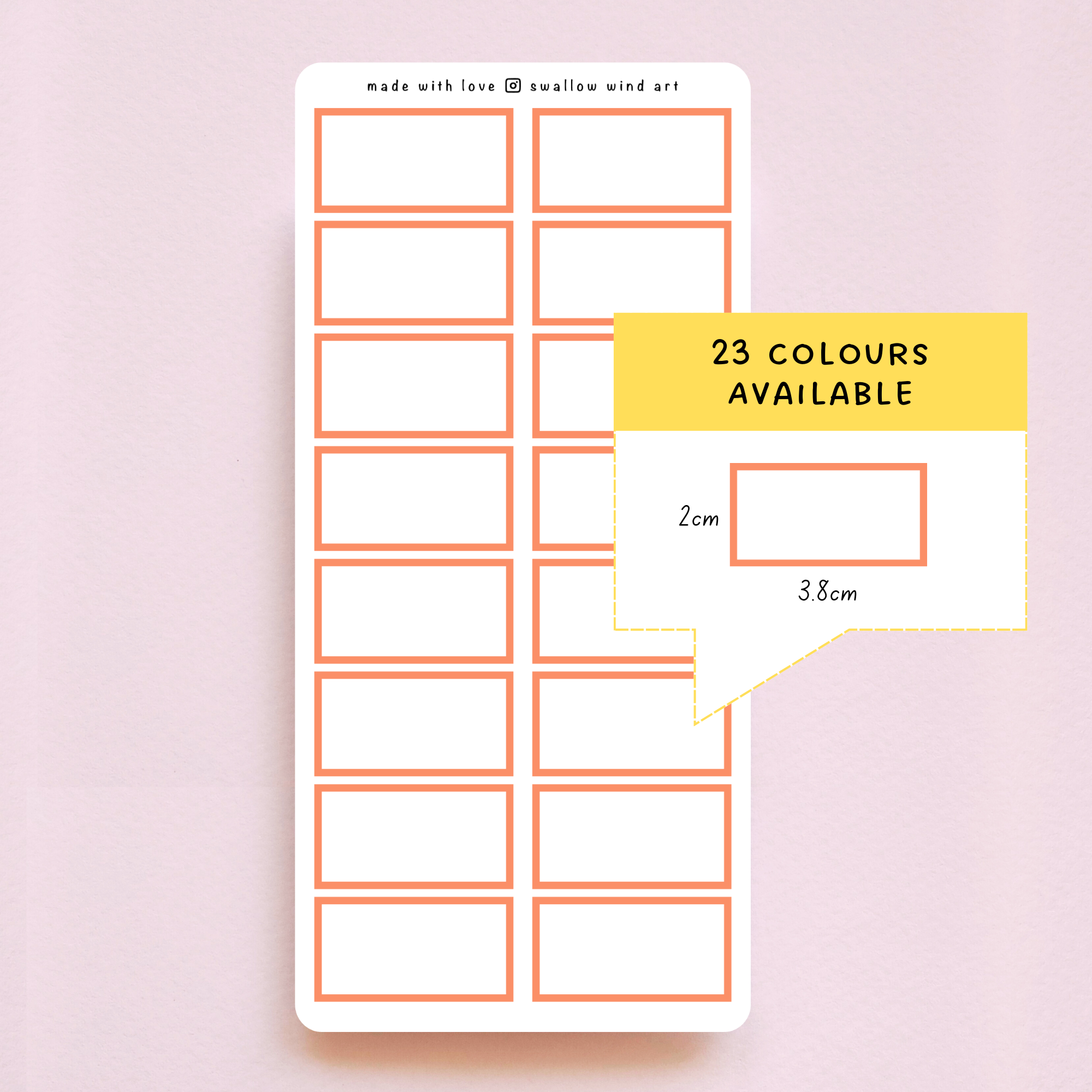 Color Box Sticker Colour Planner Boxes Sticker Sheet - 23 Colours Available – Swallow ...