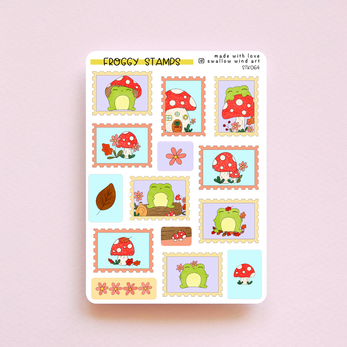 Froggy Stamps - Froggy Travel Sticker Sheet - Swallow Wind Art