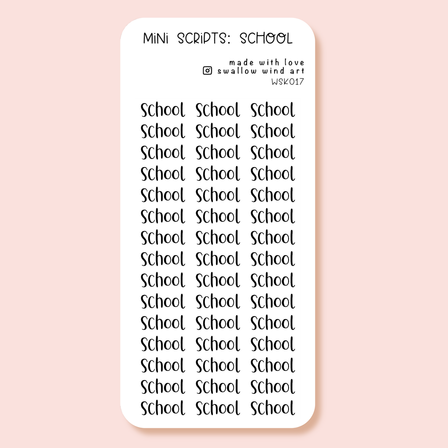 Mini Script Washi Sticker - School