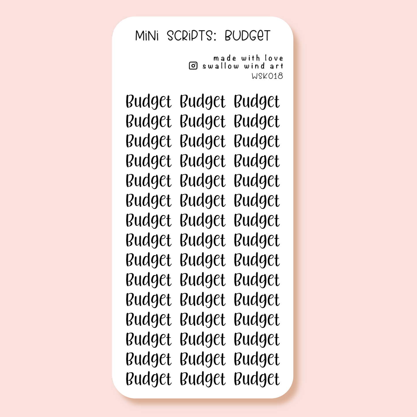 Mini Script Washi Sticker - Budget