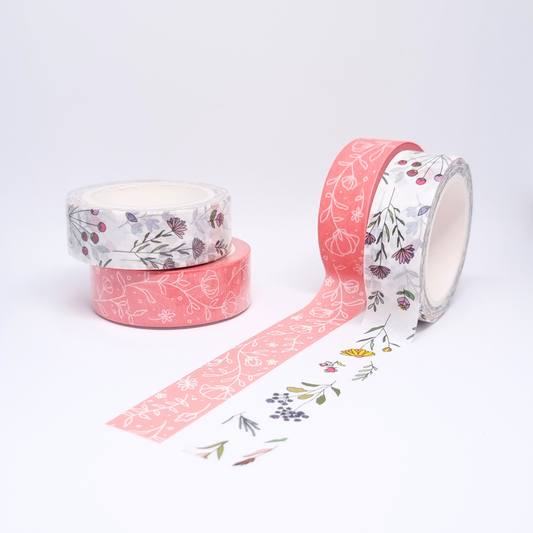 Floral Washi Tape Bundle - Pink and Botanical