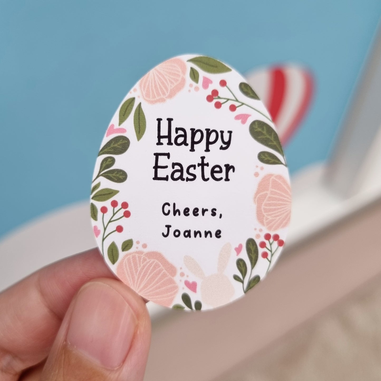 Personalised Gift Stickers - Cute Floral Easter Egg Gift Stickers