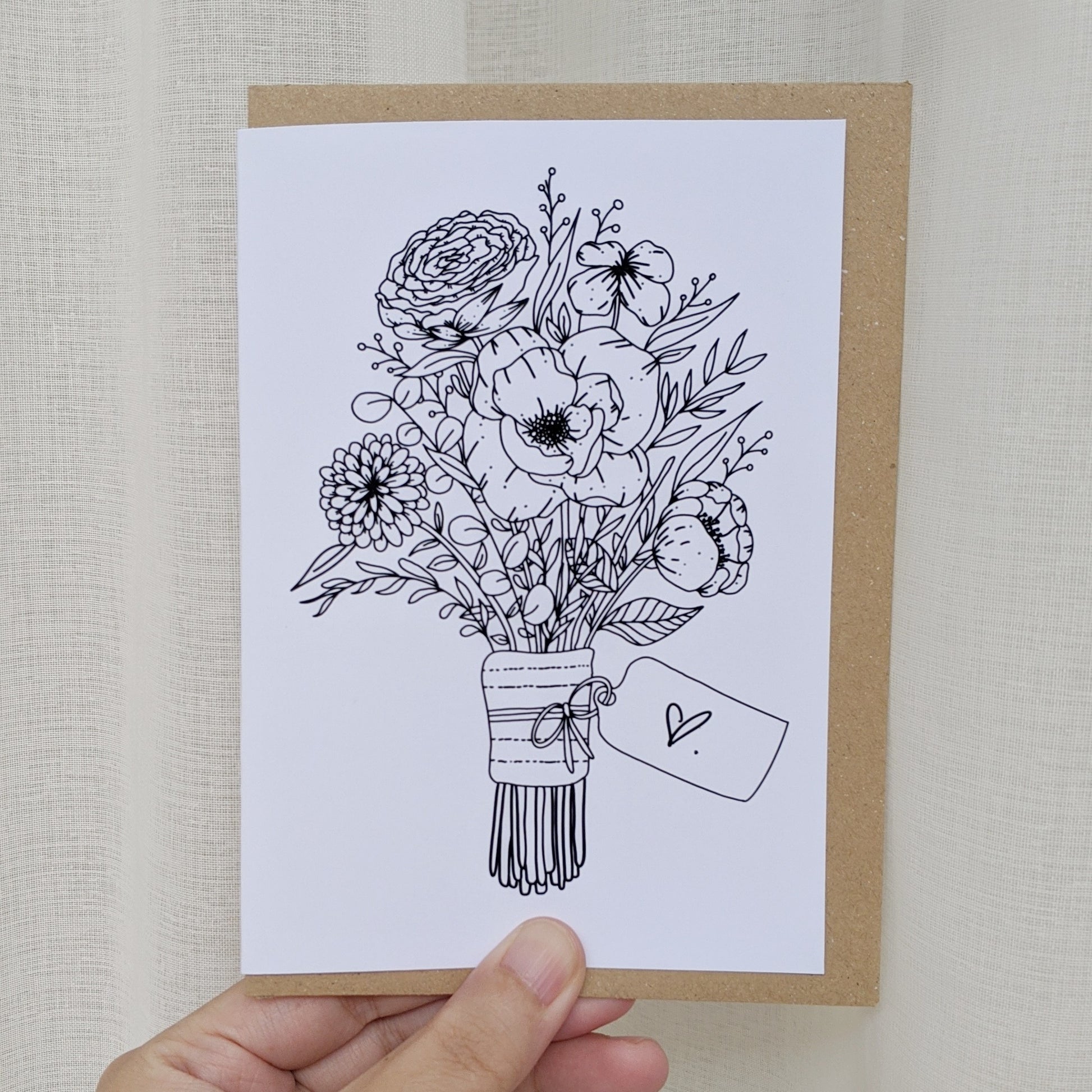 Flower Bouquet - Personalised Greeting Card - Swallow Wind Art