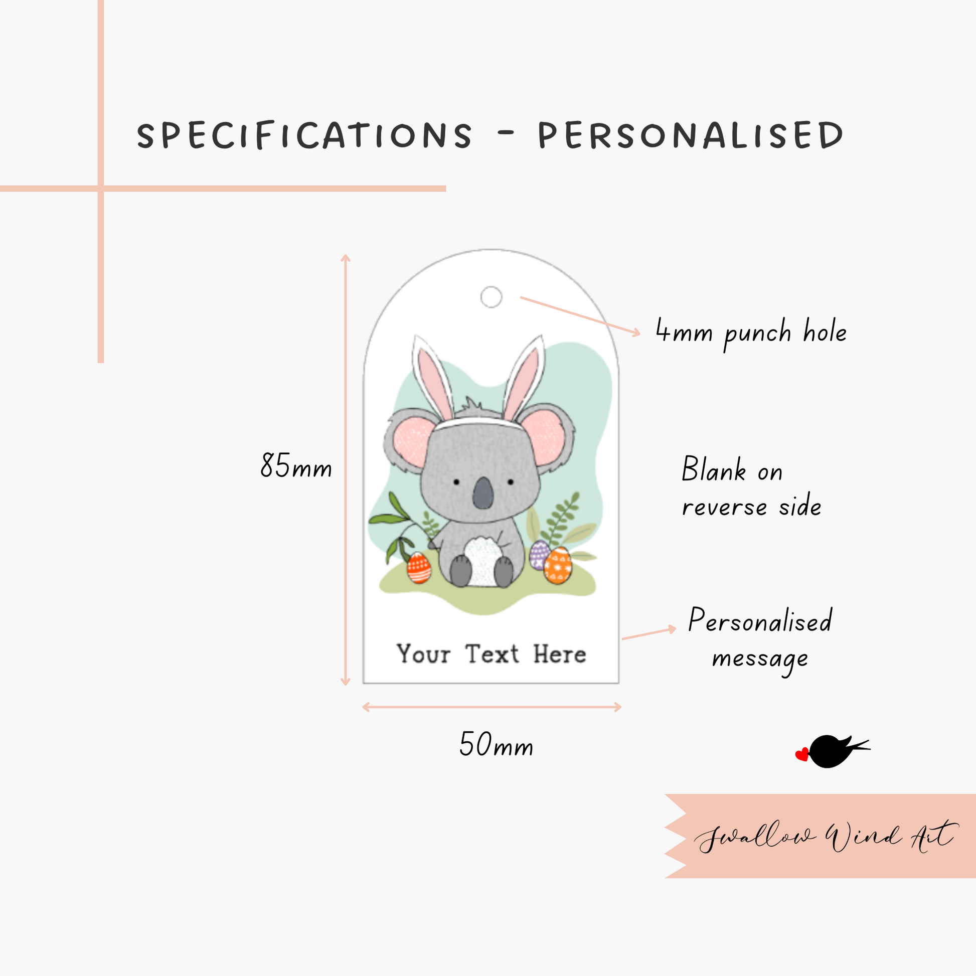 Custom Easter Gift Tags, Cute Animal Easter Gift Tags - Swallow Wind Art